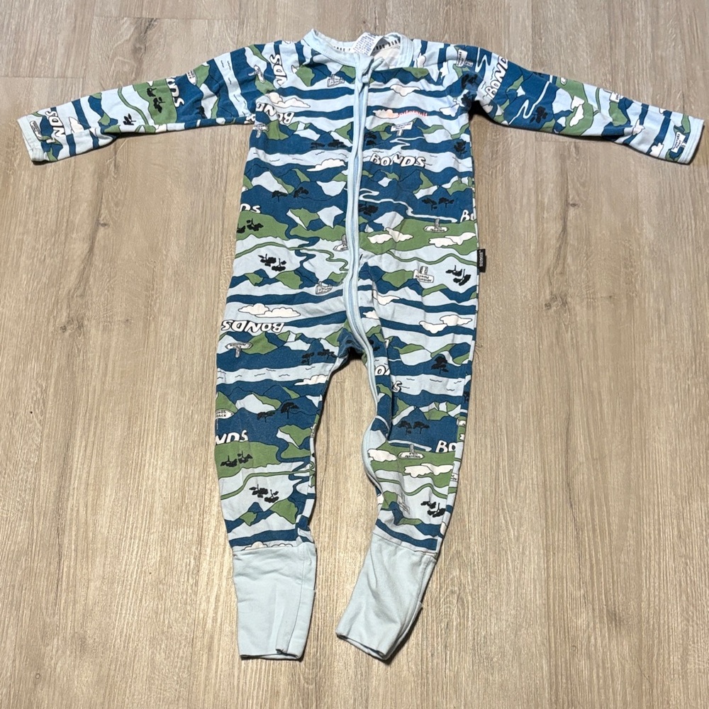 Bonds Blue and Green Camouflage Kids Footie
